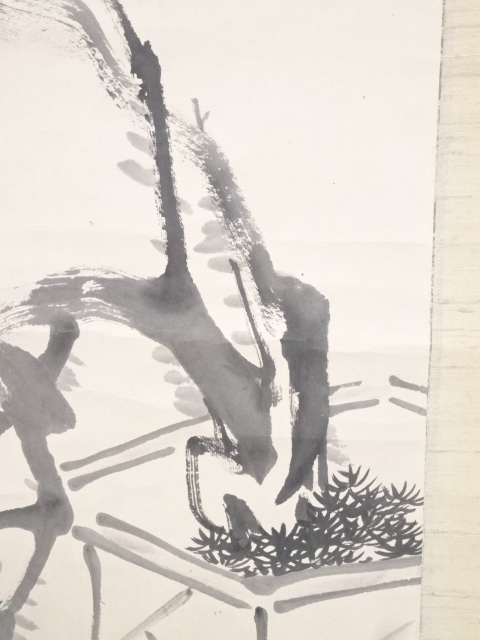 美術品　墨絵　掛け軸　安田老山　紙本墨画　木箱　Ｄ-21 道具 ] - 道具 壬午（1882）年 安田老山筆 梅花太湖石図 肉筆紙本掛軸